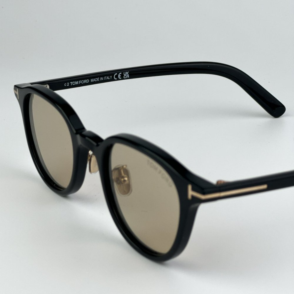NEW Tom Ford FT0977-D 01A Shiny Black Smoke Round Unisex Sunglasses - Picture 8 of 14